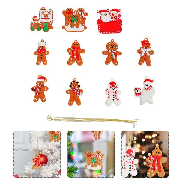 

charms 11pcs gingerbread man pendant cartoon christmas pendants decor, Bronze;silver
