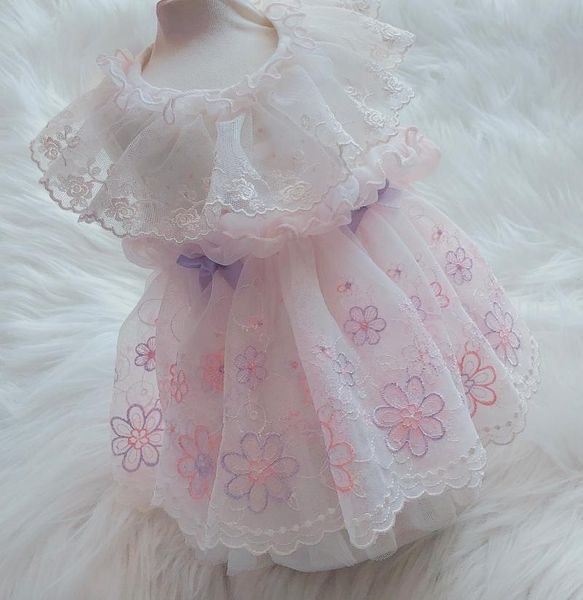 

lace design super fashion collar dog wedding dress multi styles for small dogs with flowers embroidery apparel