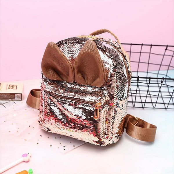 

lovely kids backpack small sequins rabbit ears girls school mini bag travel rucksack shoulder bags