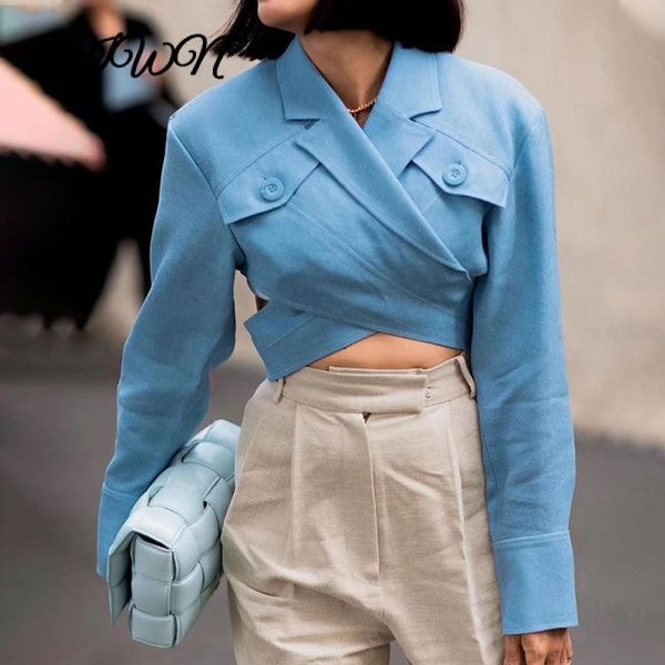 

runway fashion high street 2021 autumn women suit collar long-sleeved backless slim crop short coat jacket clothes women's jackets, Black;brown