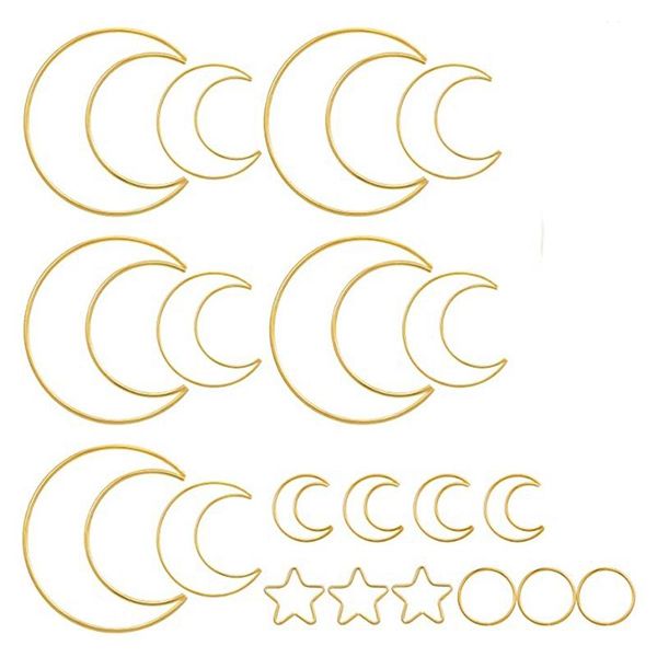 

decorative objects & figurines 20 pcs moon dream catcher rings metal hoops star circle macrame for making home wall