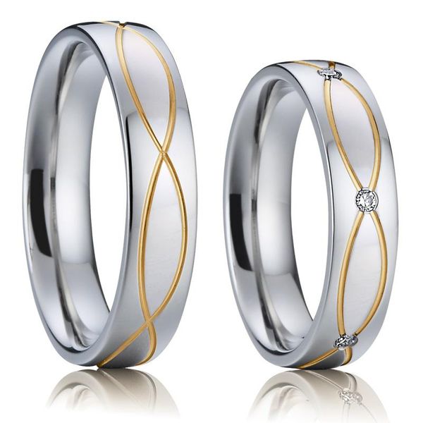 

wedding rings love valentine gift 316l stainless steel jewelry his and hers anniversary marriage ring for couple, Slivery;golden