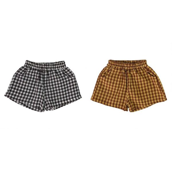 

shorts summer baby girl plaid print pants with pocket toddler casual bottoms clothing children's for gifts, Black
