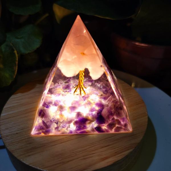 

decorative objects & figurines amethyst orgonite pyramid healing crystals energy reiki chakra multiplier stone meditation lucky gather wealt