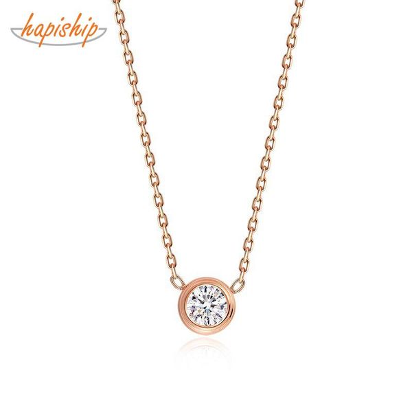 

hapiship 2021 fashion sweet simple stainless steel rose dazzling cz pendant choker necklace for women kids birthday gift bxj05 necklaces, Silver