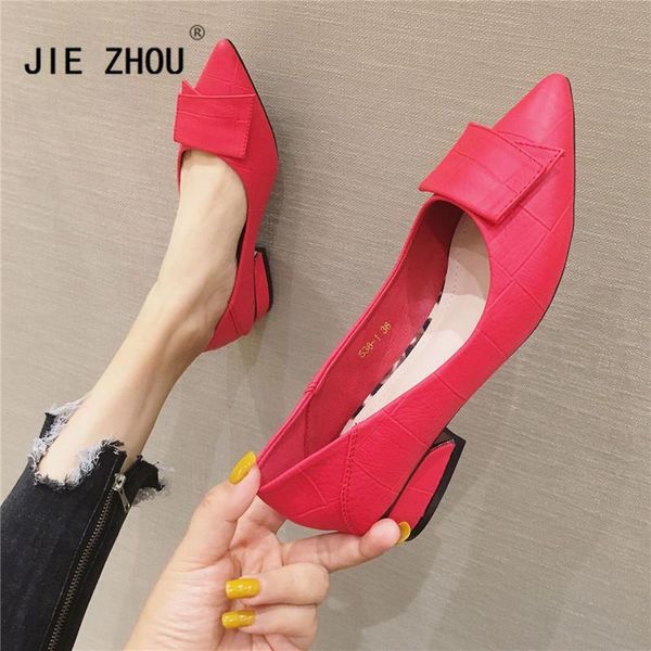 

dress shoes fashion women pumps zapatos de mujer slip on square high heels pointed toe shallow spring autumn work, Black