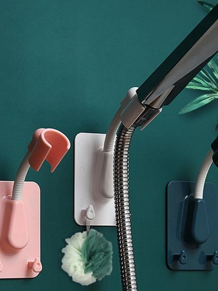 

bath accessory set 360Â° rotation shower head holder wall mount self-adhesive showerhead bracket adjustable handheld hanger