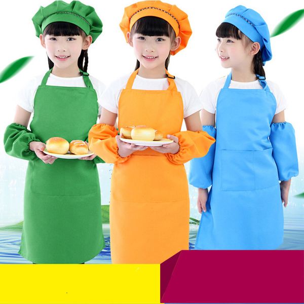 10 farben Kinder Kinder Schürze Tasche Küche Kochen Backen Malerei Kunst Lätzchen Kind Plain Schürzen Esszimmer Reinigung Schutz ZWL755