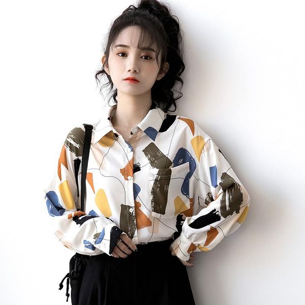 

women's t-shirt european and american autumn printed shirt women long sleeve retro white harajuku fashion shirts for