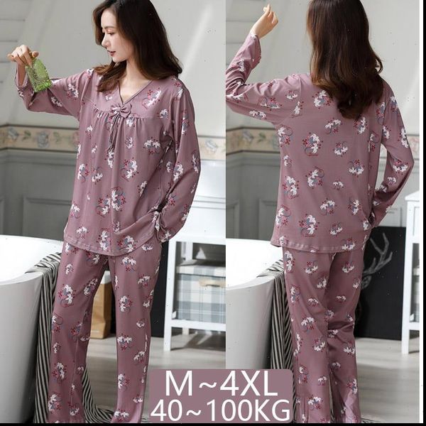 

pajama set autumn spring nightgown womens sleepwears plus size cotton pajamas loose home service pyjama lounge clothes nightie, Black;red