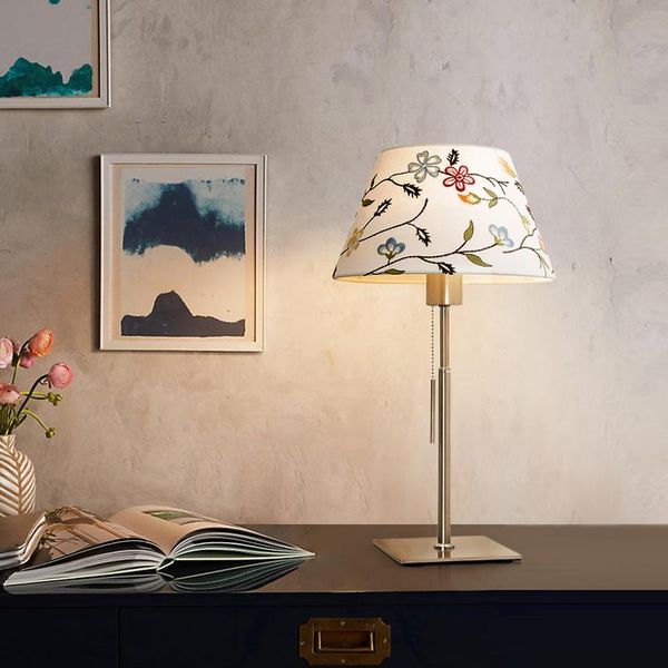 

table lamps nordic bedroom bedside lamp embroidery lampshade living room simple modern creative european pastoral style small
