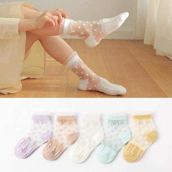 

socks 5 pairs/lot children cotton for girl baby teen cute cartoon breathable mesh short 1-12y summer fashion kids, Pink;yellow
