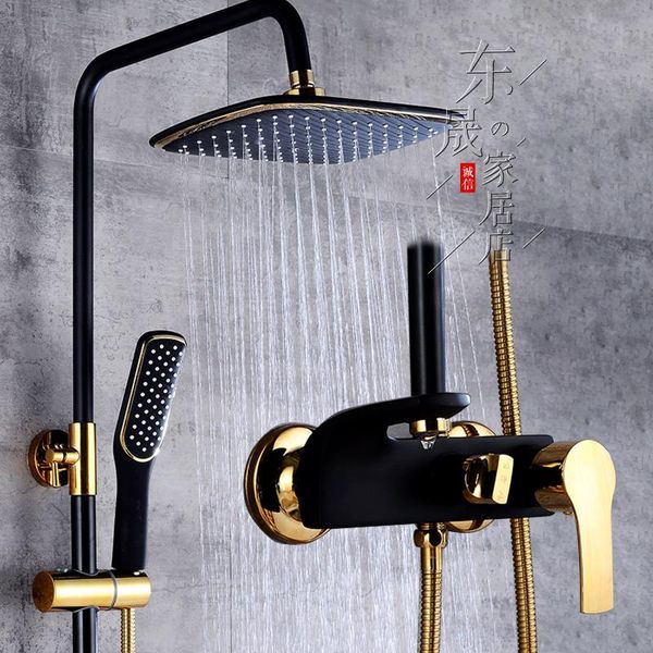 

black gold three-gear paint and cold shower faucet bathroom copper set supercharged sets