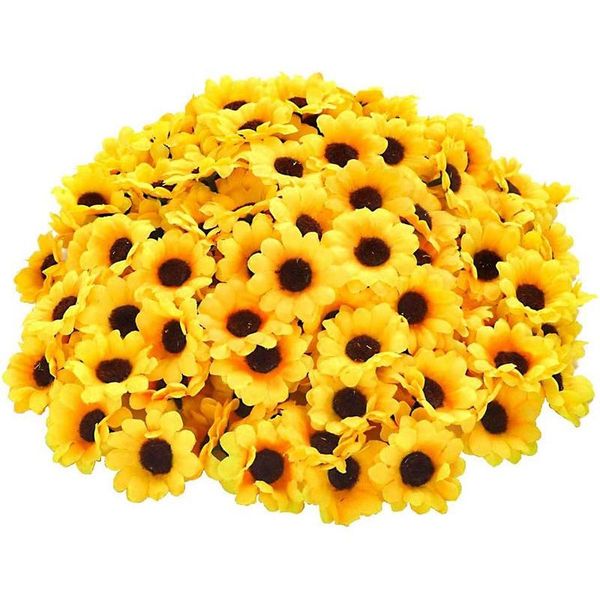 

decorative flowers & wreaths 100pc diy artificial flower handmade sunflower head decoration