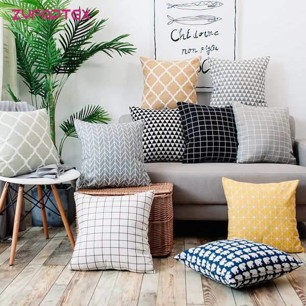 

4pcs/lot cushion cover est cotton linen printed pillow case 45x45cm euro simple style home sofa decor 20 colors cushion/decorative