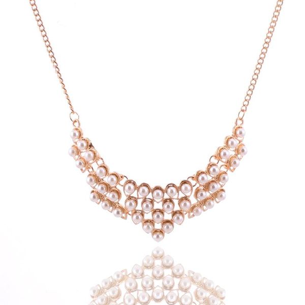 

tenande luxurious big statement geometric patterns simulated pear necklaces & pendants for women valentine's day jewelry colar chokers, Golden;silver