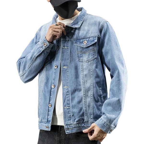 

men's jackets blue denim jacket 2021 spring fashion casual cotton slim classic vintage jeans coats streetwear clothes, Black;brown