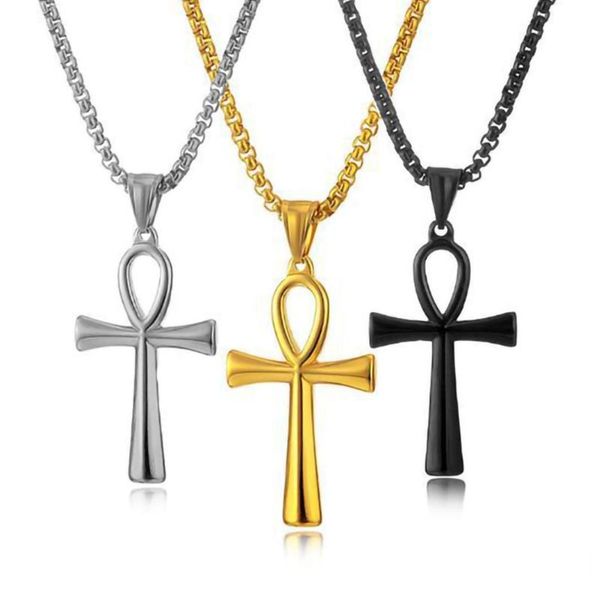 

pendant necklaces 9pcs fashion egyptian life symbol cross necklace for men & women jewelry religious gift t-224, Silver