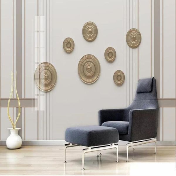 

wallpapers milofi custom 3d metal circle tv background wallpaper mural