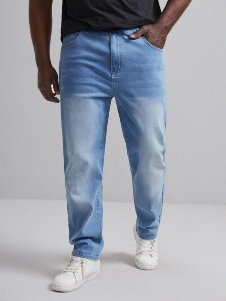 

extended sizes men washed jeans x1zq#, Blue