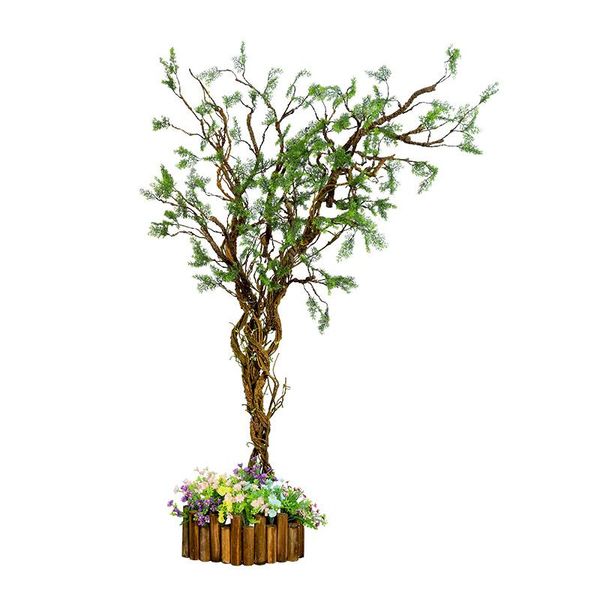 

branch/100cm artificial fake pine tree twig green plants liana wall hanging rattan flexible flowers arch garden wedding decor decorative & w