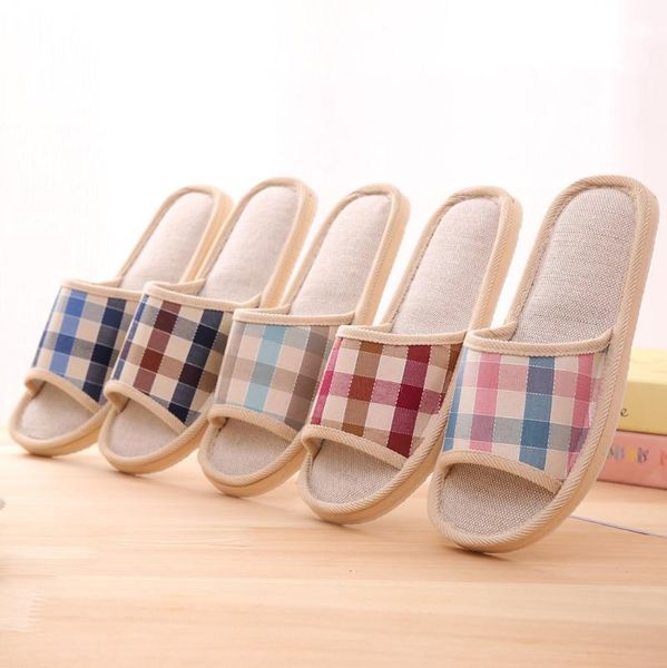 

slippers home winter warm plush flip flops shoes women fashion casual couples gingham indoor floor flat, Black