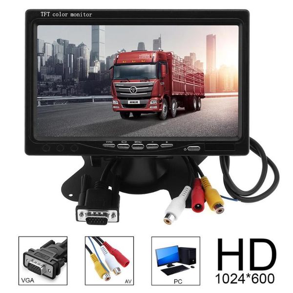 

car video 12v 1024x600 7 inch universal ultra thin tft lcd hd monitor audio av home bright color with vga interface
