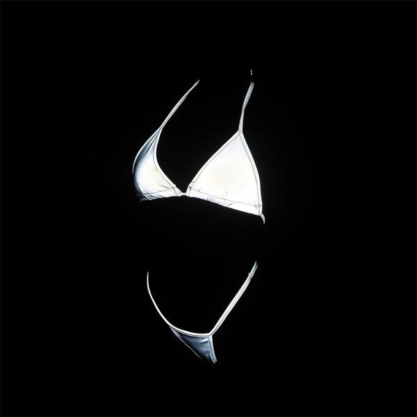 

one-piece suits ousefu laser silver reflective bikini sets for women's split swimsuit bra shorts nightclub shiny glowing swimwear beach