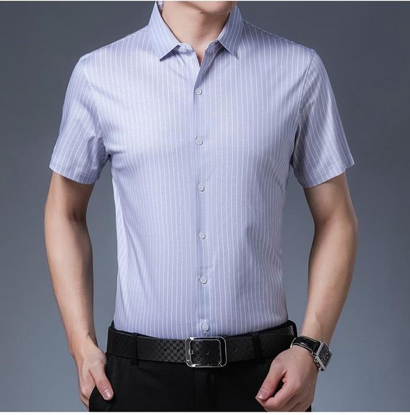 

men shirts real silk stripe shirt summer clothes men's short sleeve single breasted dress krd-hl8111 casual, White;black
