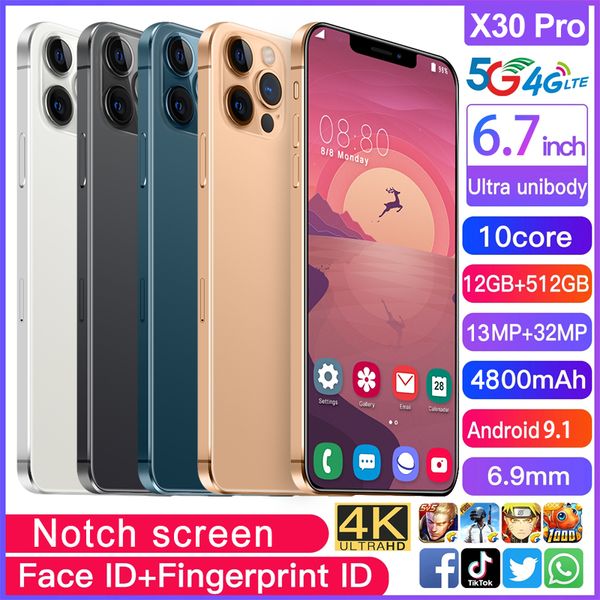 

smartphone 6.7" cell phones android fingerprint face unlock dual camera 4g 3g smart mobile cellphone global version