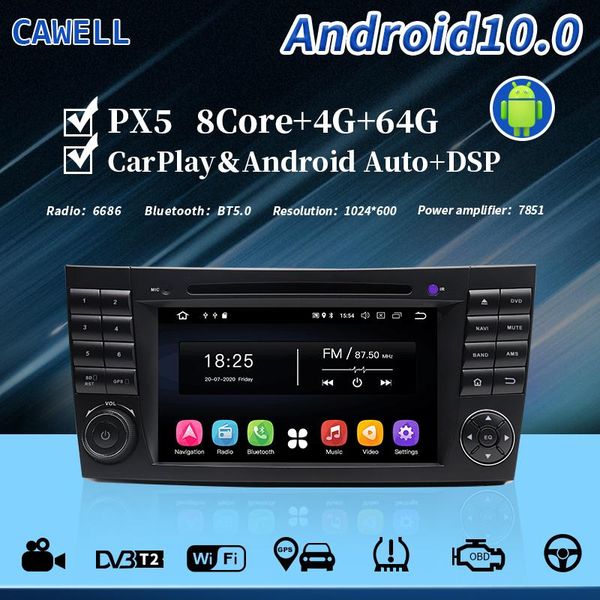 

cawell android10 px5 4g 64g headunit car dvd radio player dsp carplay 8 core adas for class e w211 w219 navigation gps