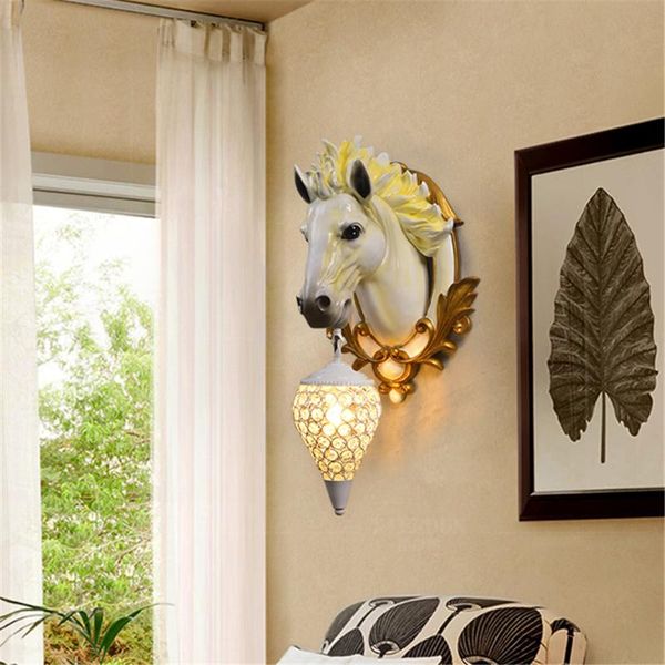 

wall lamps modern horse lamp resin led lights lighting nordic couture restaurant corridor aisle retro indoor fixtures
