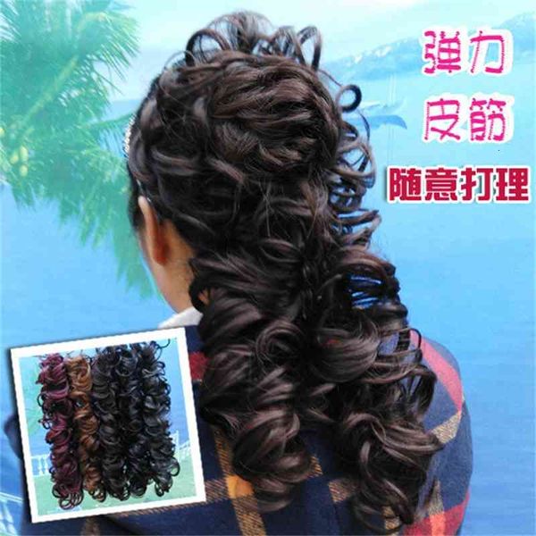 

circle female winding wig ball flower bud head bridal caterpillar spring curly hair, Black