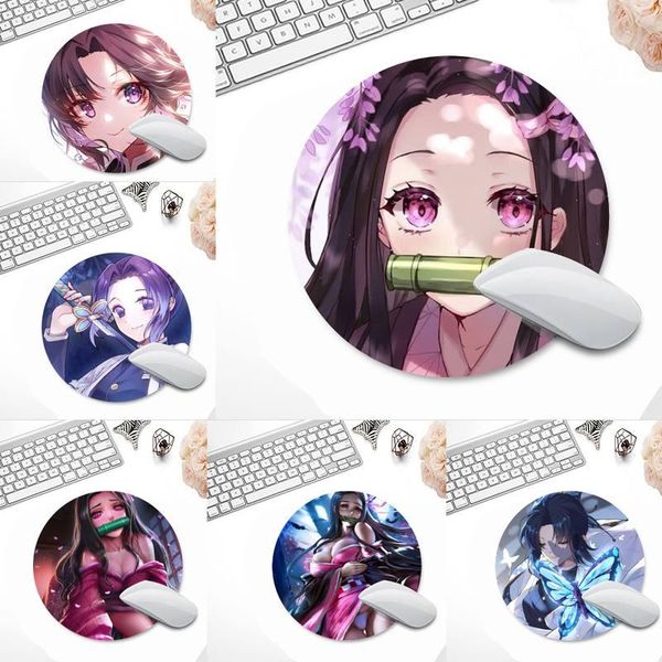 

mouse pads & wrist rests kimetsu no yaiba demon slayer beautiful anime mat round non-slip cushion
