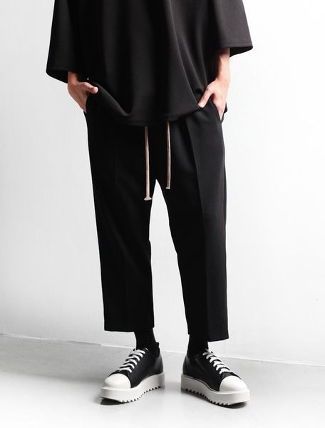 

men's pants brand fashion hip hop band casual trousers slim elastic waist capris big size trendy men, Black