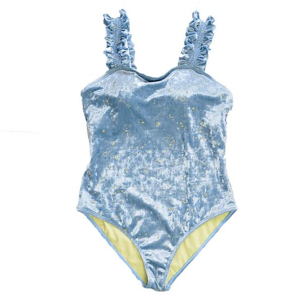 

women lake blue swimwear swimsuit one piece suits velvet starry sky bronzing bikini beachwear y0027 one-piece