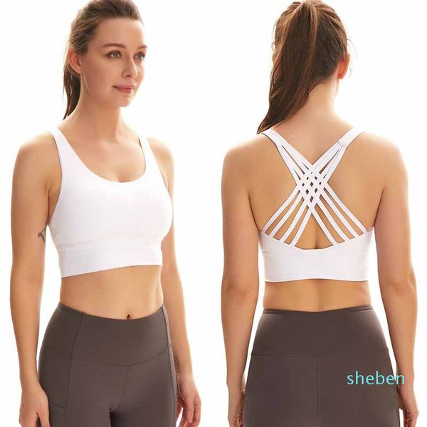

women sports bra yoga outfits gym vest push up beauty back fitness underwear lady shakeproof tank l-095, White;red