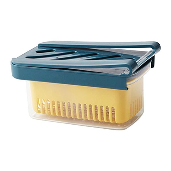 

storage bottles & jars kitchen food container fresh keeping fruit sealing with drain basket drawable rod durable vegetable rectangle for fri