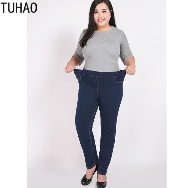 

women's jeans tuhao 2021 large size 9xl 8xl 7xl 6xl 5xl high waist stretch pants denim pencil trousers casual mom wm28, Blue