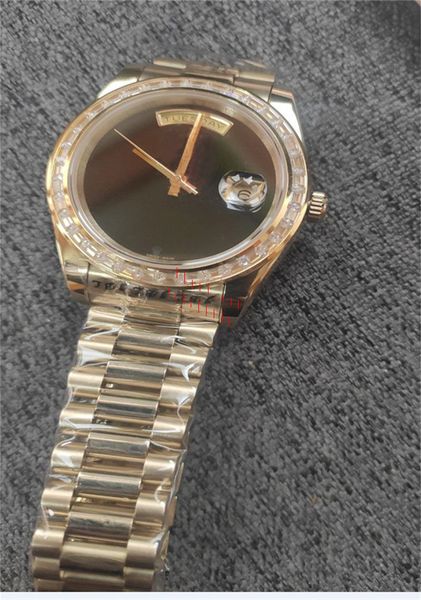 Mens relógios Sapphire Vidro 41mm diamante Bezel Prata Ouro Aço Inoxidável Dial Preto Mecânica Mecânica Clássico Luxo Relógio Impermeável