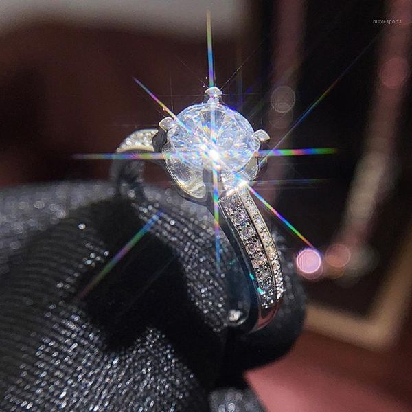 

wedding rings fashion luxury lady ring round zircon silver plated jewelry ladies1, Slivery;golden
