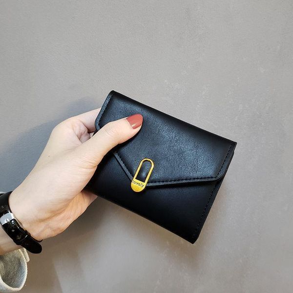 

wallet women lady short wallets mini money purses small fold leather female coin purse for student card holders, Red;black