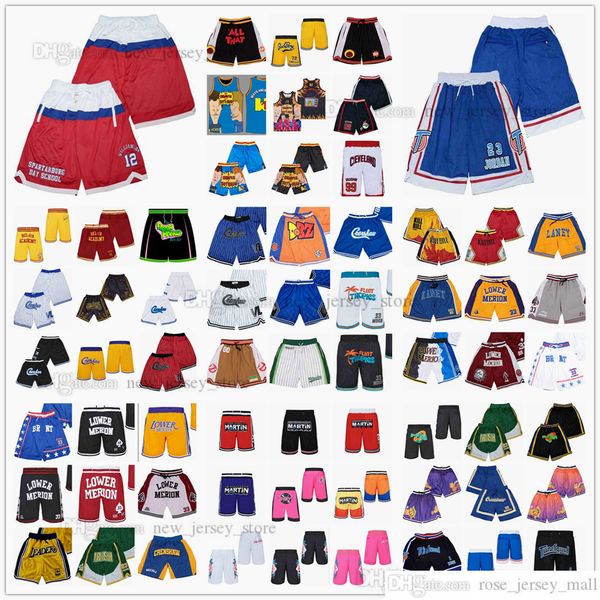 

stitched pocket basketball shorts retro with pockets movie college ncaa baskeball short s m l  xxl, Black