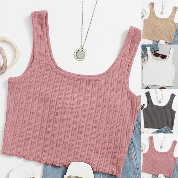 

white women tanks vest ruffles solid colors square neck pullover slim casual crop