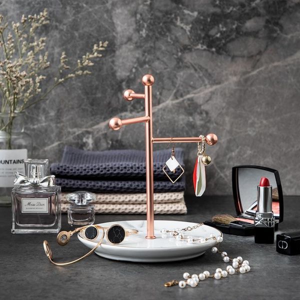 

luxury jewelry tray necklace ring lipstick holder with marble print base ornaments organizer storage boxes & bins