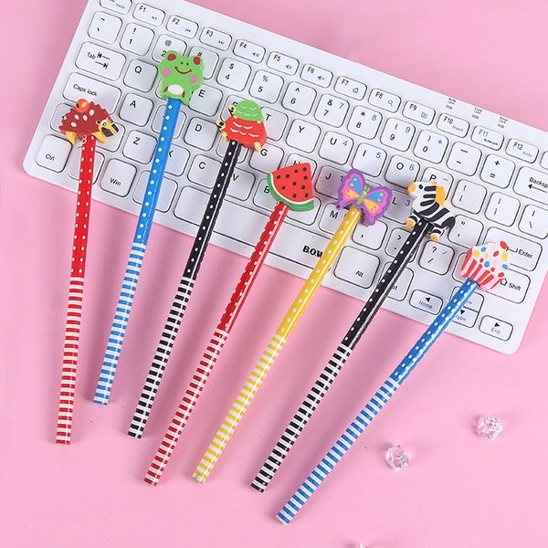 

creative korean stationery cartoon eraser pencil student school suppli children's gifts first grade priz, Black;red