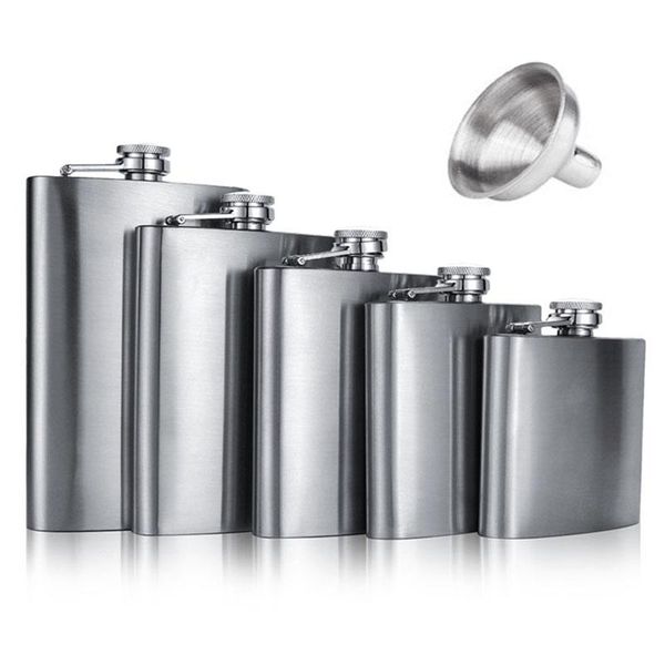 

hip flasks 4 5 6 7 8 9 10 18 oz stainless steel flask with funnel liquor whisky outdoor portable pocket alcohol bottle heupfles