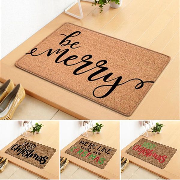 

carpets chrismas letter printed doormat multipurpose absorbent non-slip blanket front door decoration for kitchen bedroom bathroom