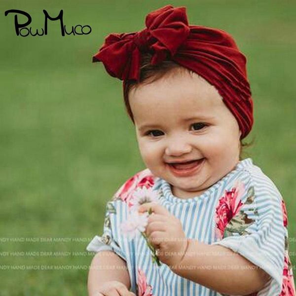 

beanies powmuco 1 pcs solid color big bowknot infant hat comfortable soft knitting cotton toddler cap baby headwear birthday gift