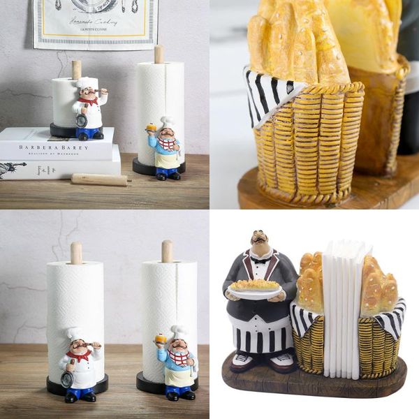 

toilet paper holders creative chef statue towel rack long/short dual-use vertical rack/kitchen roll holder household goods